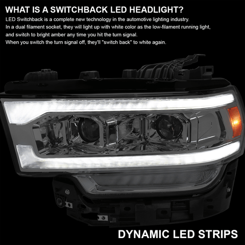 Fits 2019-2024 Dodge Ram 2500 3500 Switchback LED Signal Projector Headlights - Picture 5 of 12