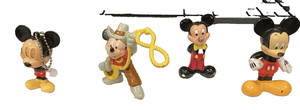 Lot 4 Disney Mickey Mouse PVC Cake Topper Figures Bobblehead, Cowboy, Bowtie + 1