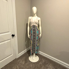 Hippy Love Women’s Boho Geometric Maxi Dress M White/Multicolor V-Neck