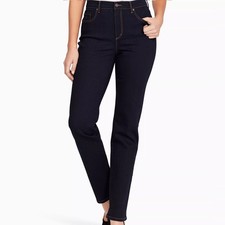 Gloria Vanderbilt Amanda Straight Leg Slimming Jeans Rinse Noir Womens 6 Long
