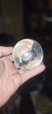 Clear Crystal World Earth Globe Etched 3" Sphere w/Crystal Base - Spins RARE   