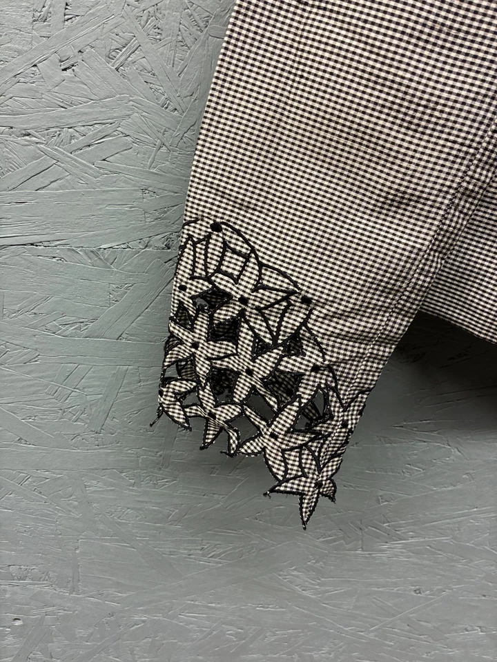 Traje Falda Kay Unger New York Para Mujer Talla 6 Negro Blanco Pata de Gallo Seda Foto 4 de 4