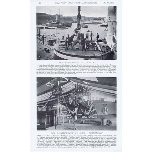 HMS Trafalgar at Malta - Antique Print 1896