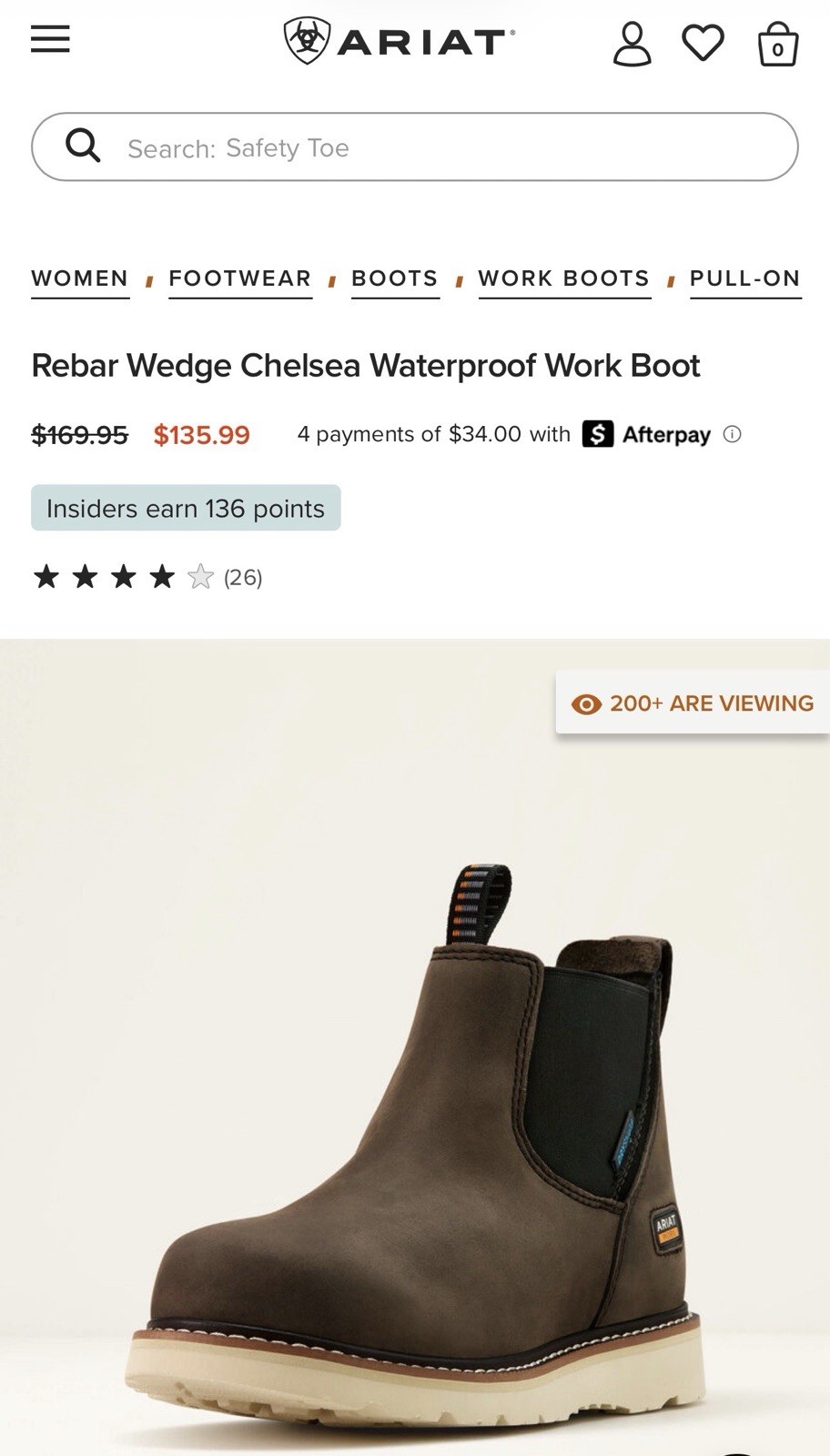 Ariat Work Waterproof Composite Toe Leather Chelsea Ankle Boot Gray 8.5 ...