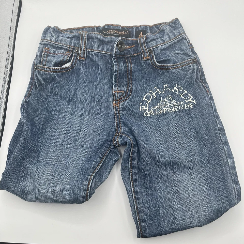 Ed Hardy Bootcut Jeans Tiger Embroidered Stretch Y2K Kids 4 - Image 2 of 4