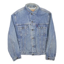 LEVI'S Mens Blue Denim Jacket L Cotton Blend Button Closure Classic Fit Vintage