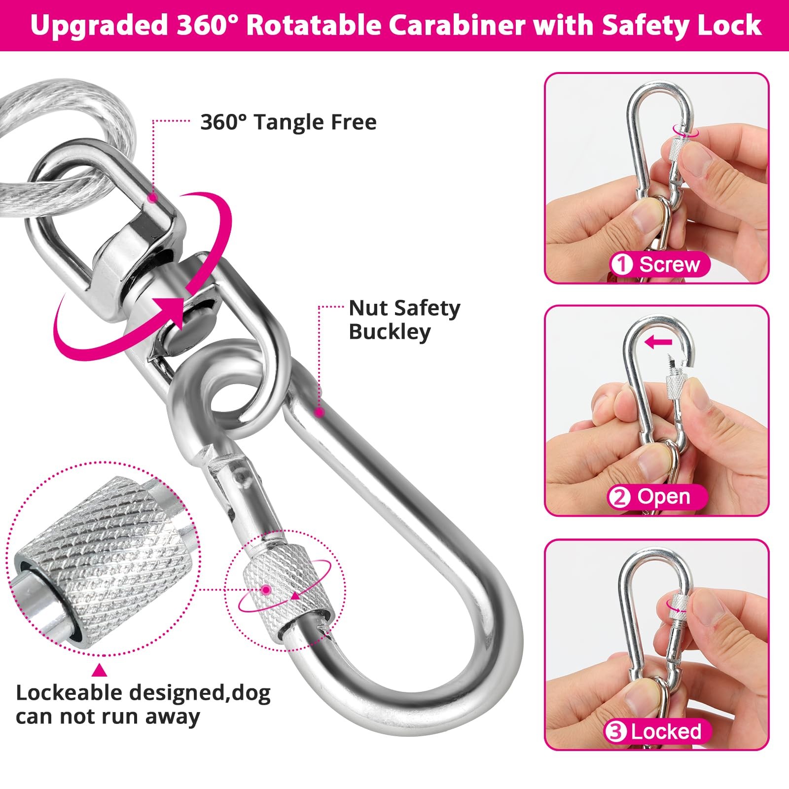 Dog Tie Out Cable: 10 ft Dog Lead for Yard - Heavy Duty Chain Leash