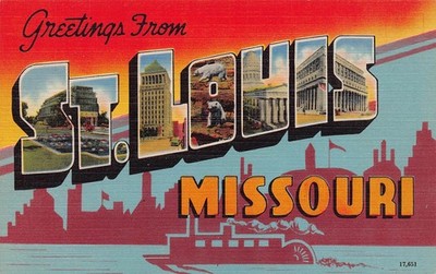 St Louis Missouri MO Greetings From Large Letter Linen 17,651 Postcard