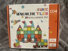 UREC Magnetic Tiles, 104PCS Magnetic Blocks for Kids- Sealed