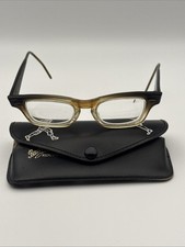 Vintage 1960s Bausch & Lomb B&L 4020 Eyeglass Frames 5½ Amber Brown + Case