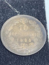 Pièce 10 Centesimi Italie Victor Emmanuel II 1866 Naples Bronze #MM16