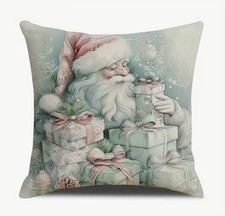 Vintage Santa Floral Romantic Glamour Christmas Throw Pillow Cover Home Decor