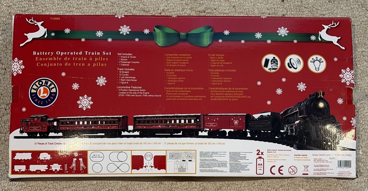 Lionel Christmas Railroad 37-Piece Train Set 712099 Battery