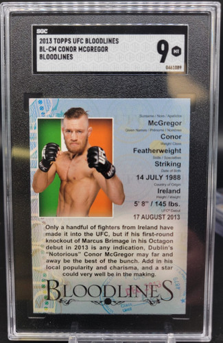 2013 Topps UFC Bloodlines Conor McGregor Rookie RC Featherweight BL-CM SGC 9