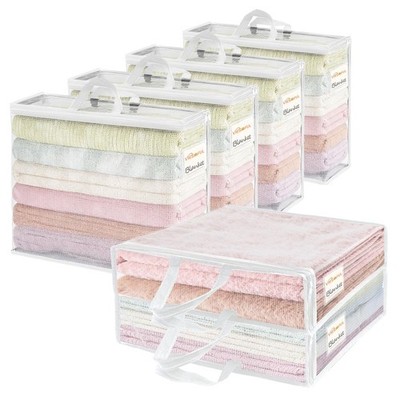 6 Pack Clear Storage Bags for Clothes, 17.7'' × 14.96'' × 5.1'' Clear PVC Mesh C...