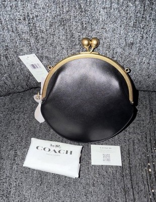 COACH RUNWAY KISSLOCK 20 CFB88 BLACK LEATHER for sale online | eBay