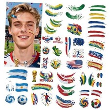 0 Sheets World Cup 2026 Soccer Face Temporary Tattoos, Waterproof Colorful 1