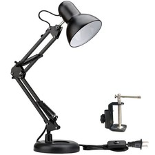 Metal Swing Arm Desk Lamps, Adjustable and Flexible, Feading with Base and Cl...