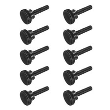 M8x35mm Black Steel Flat Head Shoulder Knurled Thumb Screws, 10 Pcs