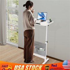 Rolling Laptop Desk Office Computer Table Adjustable Height Stand up w/ Storage