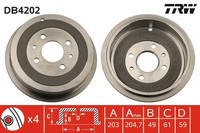 2X TRW Bremstrommel DB4202 FüR Ypsilon Lancia Alfa Delta Idea Punto 145 Fiat 146