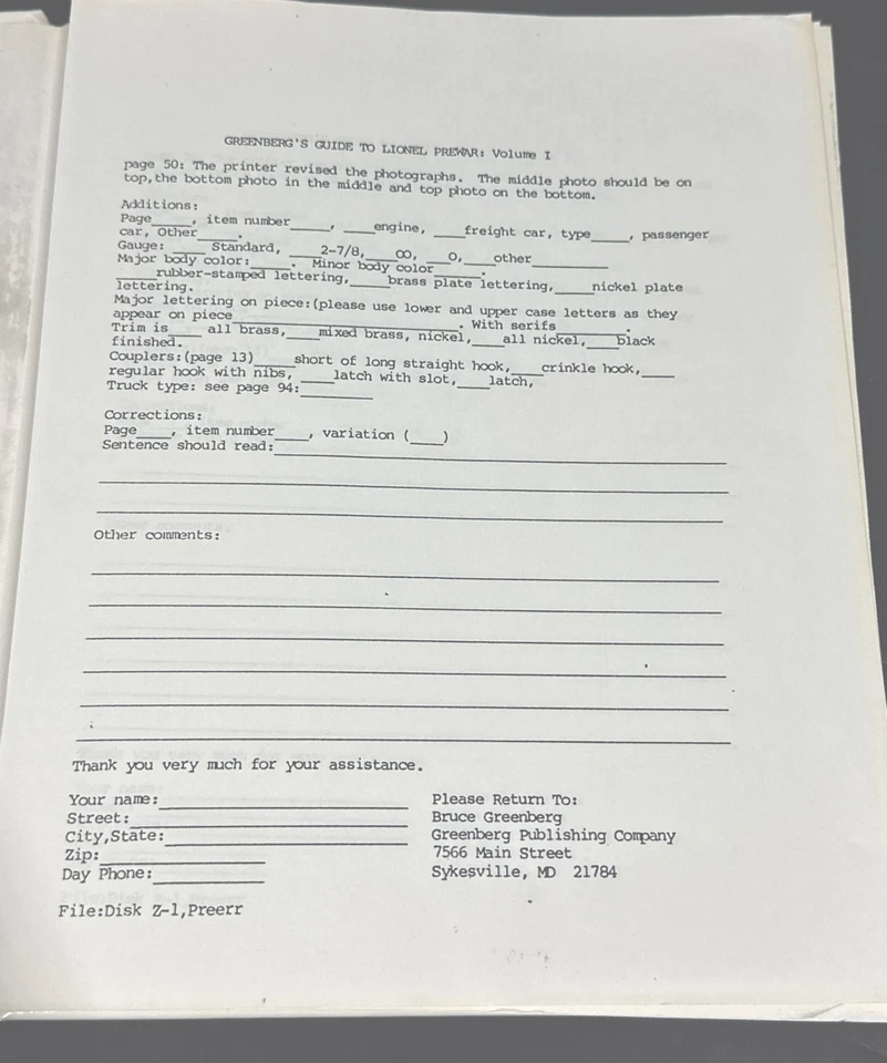 Greenberg’s Guide to Lionel Trains 1901-1942 Volume I Christian F. Rohlfing Foto 2 de 3