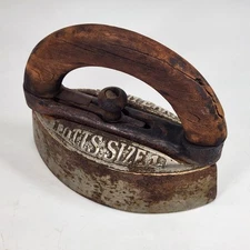 Antique POTTS' SAD IRON BEST ON EARTH Size 1 Wood Handled Set Collectors Piece