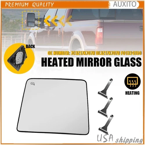 Mirror Glass Power Left Driver Side Fit For 13-14 Ford F150 Pickup Replacement H