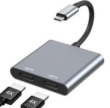 USB C to Dual HDMI Adapter 4K 60Hz, Type C to HDMI Splitter for Dual Monitors...