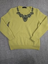 MARKS  SPENCER Pure Cashmere Jumper With Jewels Size UK 12 Saffron/Yellow