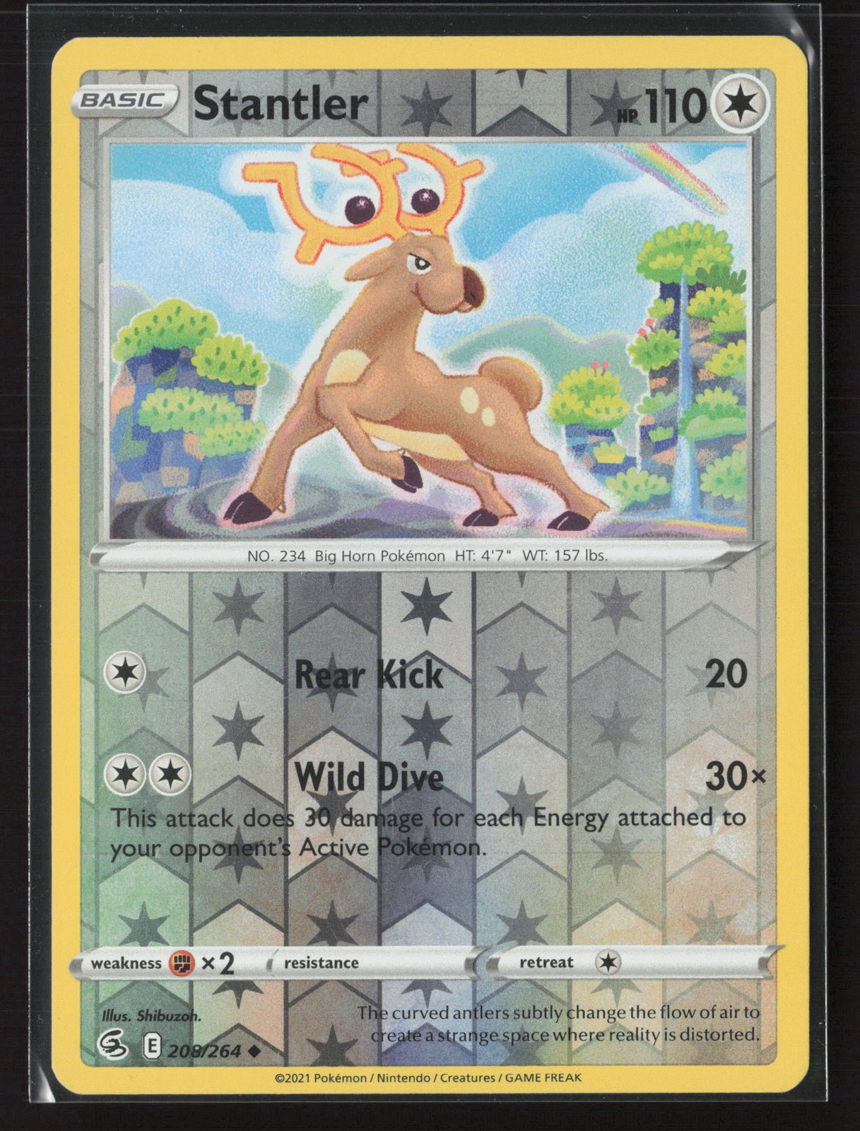 Stantler Uncommon SWSH08: Fusion Strike 208/264 LP Pokemon Card Reverse Holo
