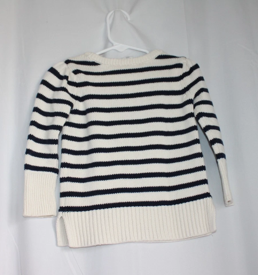 Suéter Baby Gap 2T Rayas Cuello Redondo 100% Algodón Tejido Diseño Corazón Pullover Foto 2 de 4