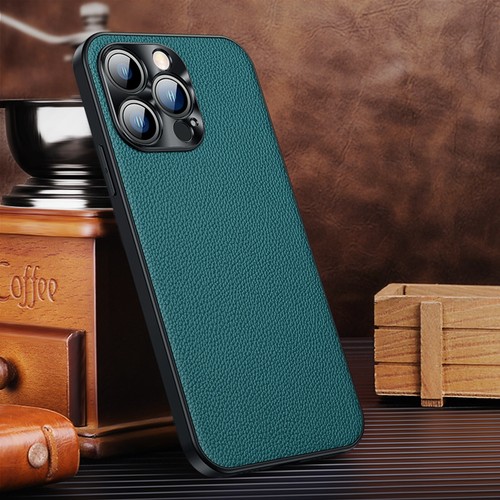 Funda de cuero Litchi rígida suave delgada a prueba de golpes 14 15 13 12 para iPhone 16 Pro Max - Imagen 12 de 24
