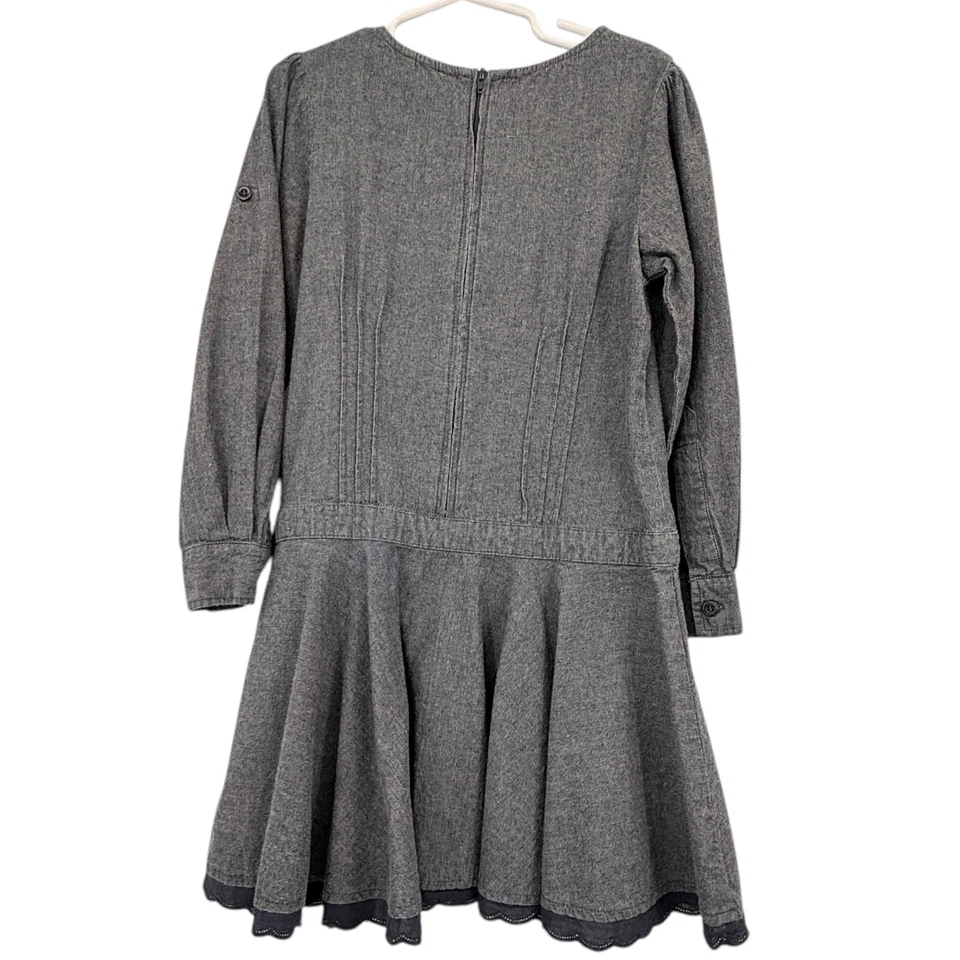 Hartstrings Girls Denim Long Sleeve Ruffle Button Down Dress 6x - Image 2 of 4