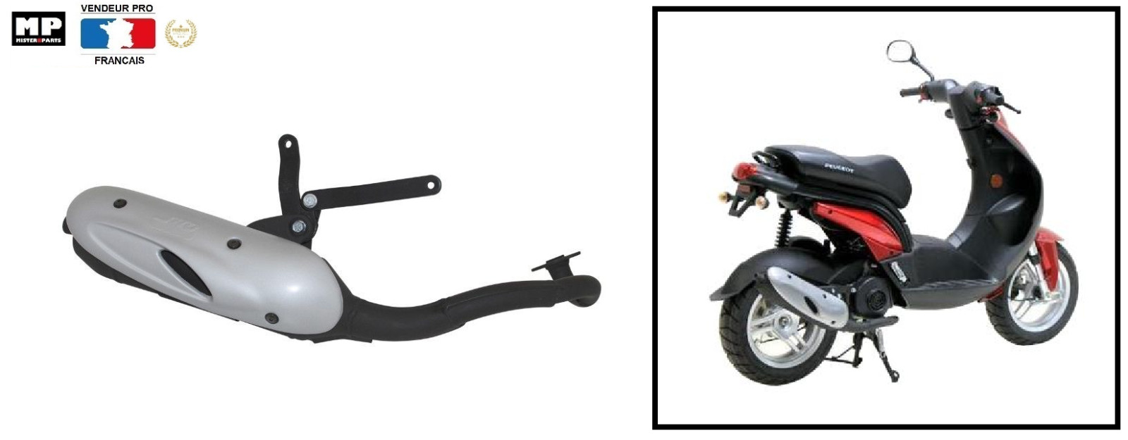 Pot d'échappement Sito Ludix pour trajets quotidiens en scooter Peugeot 50