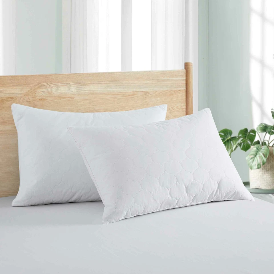 Paquete de 2 almohadas acolchadas para cama de plumón de ganso blanco almohada estándar tamaño king Foto 4 de 4
