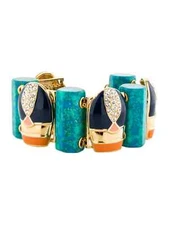 Fab! Lele Sadoughi Womens Crystal Enamel Scarab Bracelet