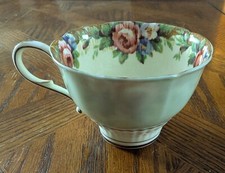 Orphaned Paragon Pale Green Footed Teacup W/ Floral Ring Inside Cup