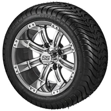 (4) Golf Cart 215/35-12 Low Profile Tires on 12x7 Gunmetal Gray Tempest Wheels