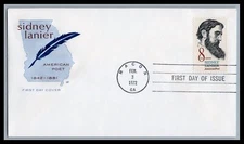 US FDC # 1446 8c Sidney Lanier  Farnam L Cancel 1972, 9e646