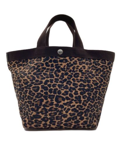 Herve Chapelier 707F Leopard Print Tote Bag Black Brown Durable Design