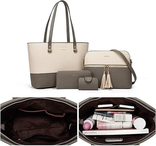 Set de bolsos para mujer 4 piezas cuero sintético bolso de mano hombro y satchel - Picture 6 of 6