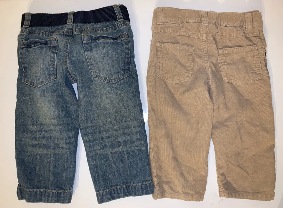 Pantalones de mezclilla y pantalón de pana caqui para bebé niño 18 meses 2 pares pierna recta Foto 2 de 4