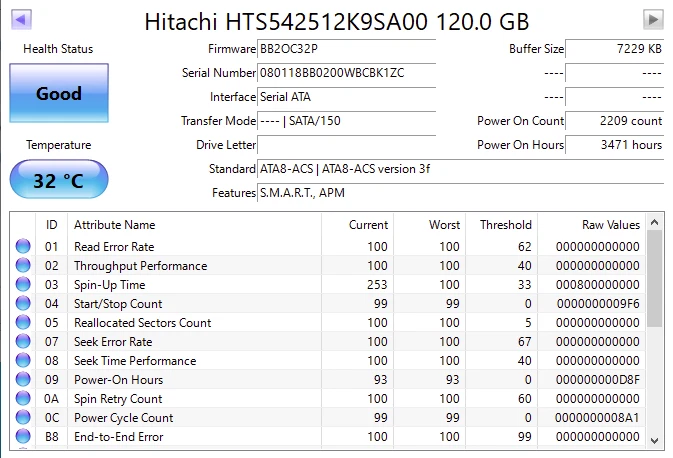 120GB 2.5" 9.5mm SATA Hard Drive Hitachi HTS542512K9SA00 Free USA Shipping - Image 4 of 4