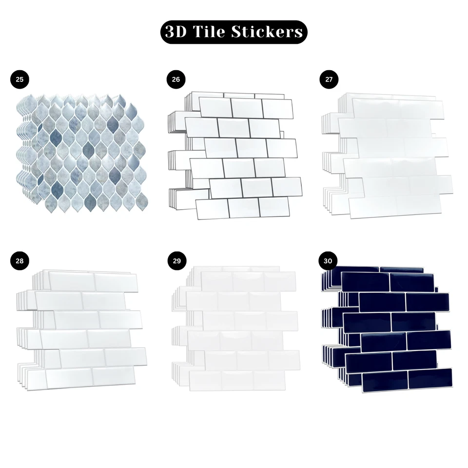 Tile Transfers Stickers Wall Vintage Mosaic Self-Adhesive Kitchen Peel and Stick - Image 3 of 4