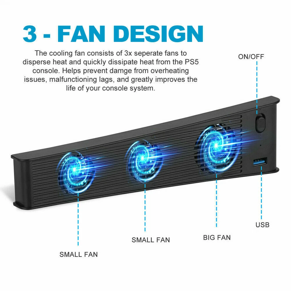 PS5  USB Cooling Fan Cooler for Digital & Standard Edition Consoles - Image 4 of 4