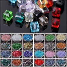 50pcs 6mm Cube Square Faceted Crystal Glass Loose Crafts Beads Wholesale lot