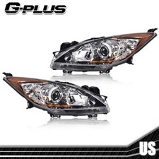 Fit For 10-13 Mazda 3 Chrome Housing Amber Corner Projector Headlight Set Of 2