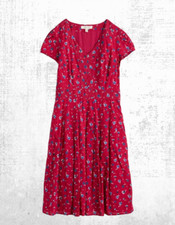 Womens Seasalt Short Sleeve Cotton Garden V Neck Tea Dress Dahila Villa Floral