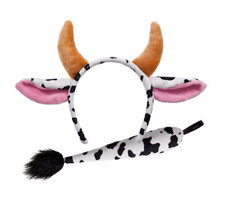 Cow Print Headband  Tail Book Day Fancy Dress Animal Costume Accessories